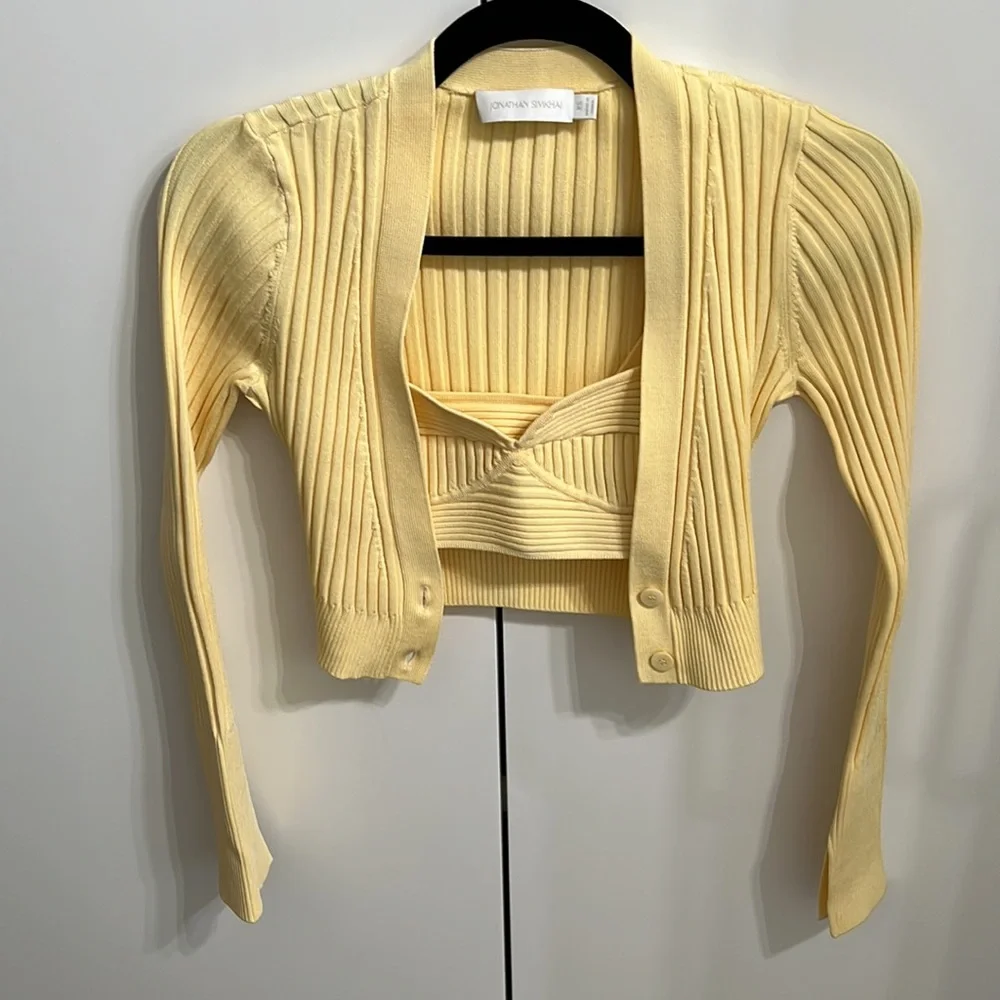 Like New- JONATHAN SIMKHAI
Kayla Cropped Compact Cut Out Cardigan (XS) - Picture 12 of 13